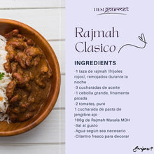 Cargar imagen en el visor de la galería, Rajmah Clasico Ingredients: &quot;Ingredients for Rajmah Clasico: red kidney beans, oil, onion, tomatoes, ginger-garlic paste, Rajmah Masala 100G MDH, salt, water, and fresh cilantro. Perfect for a comforting meal.&quot;