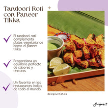 Cargar imagen en el visor de la galería, English: Tandoori roti 450g, great for soaking up creamy dal makhani. Spanish: Tandoori roti 450g, ideal para mojar en dal makhani cremoso.