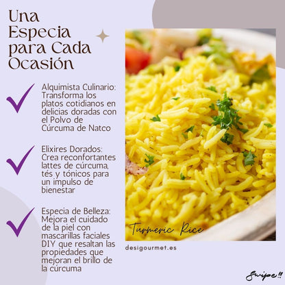 Image 3: Una Especia para Cada Ocasion "Transform daily dishes with Natco Turmeric Powder. Create golden lattes, teas, and beauty masks for glowing skin. Enhance your meals and wellness. desigourmet.es"