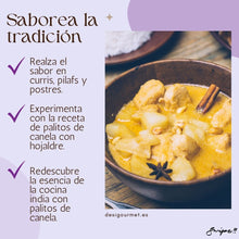 Cargar imagen en el visor de la galería, Image 3: Saborea la Tradición  Meta Description: Enhance the flavors of curries, pilafs, and desserts with cinnamon sticks. Experiment with cinnamon puff pastry recipes and rediscover the essence of Indian cuisine. Keywords: Cinnamon sticks, curries, pilafs, desserts, puff pastry, Indian cuisine, aromatic spice, flavor enhancer.