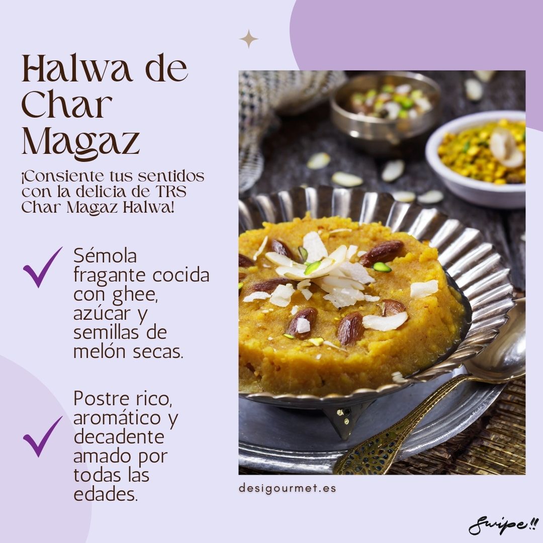 Image: ![Halwa de Char Magaz](sandbox:/mnt/data/4_Halwa de char magaz.jpg) Meta Description: Indulge in TRS Char Magaz Halwa. Semolina cooked with ghee, sugar, and melon seeds. A fragrant, decadent dessert loved by all ages.