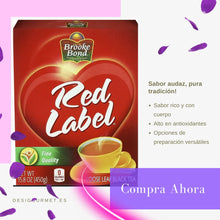 Load image into Gallery viewer, Red Label Loose Leaf Tea 250g: Rich, full-bodied black tea with antioxidants. Versatile for hot or iced tea. Available at DesiGourmet.es.