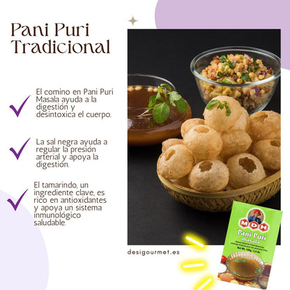 MDH Pani Puri Masala aids digestion, rich in antioxidants, essential for traditional Pani Puri.