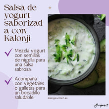 Load image into Gallery viewer, &quot;Mezcla yogurt con semillas de nigella para una salsa sabrosa. Acompaña con vegetales o galletas para un bocadillo saludable.&quot;