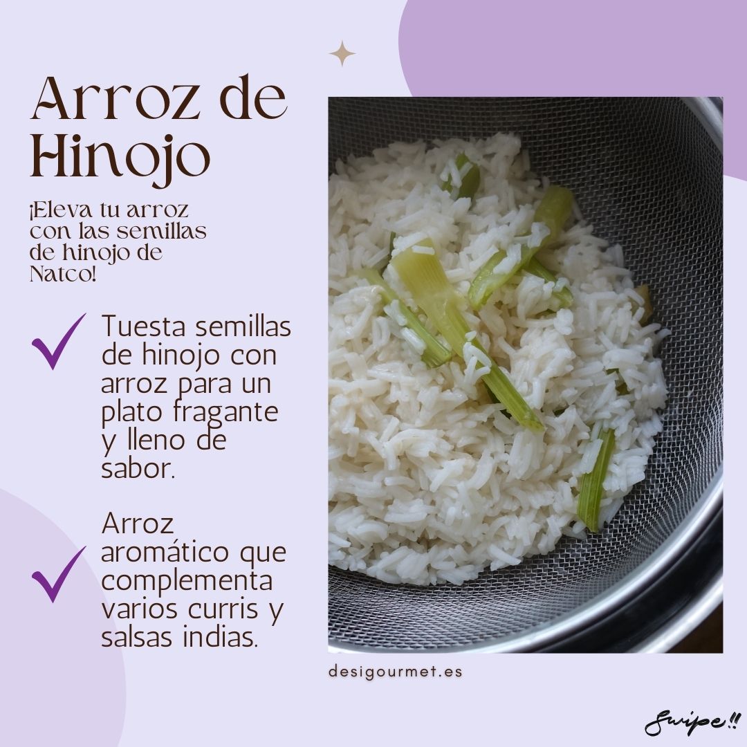Arroz de Hinojo: "Toast fennel seeds with rice for a fragrant, flavorful dish. Aromatic rice that complements various curries and Indian sauces. Delicious and aromatic! #FennelRice"