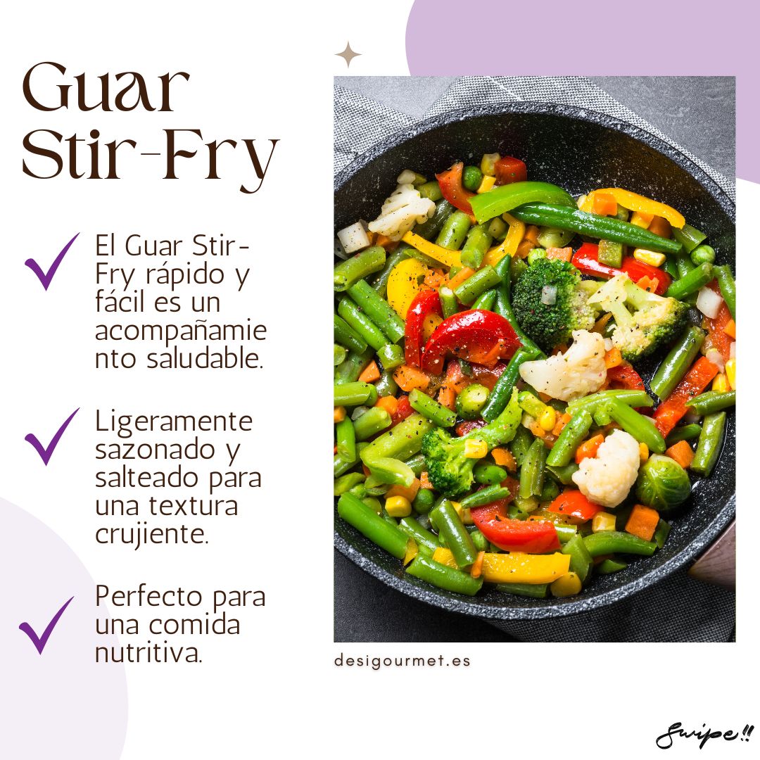 English: Guar 340g, great for quick and easy Guar Stir-Fry. Spanish: Guar 340g, perfecto para Guar Stir-Fry rápido y fácil.