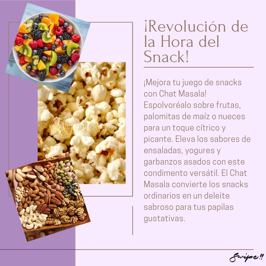 ¡Revolución de la Hora del Snack!  Meta Description: "Transform your snack time with Chunky Chat Masala! Sprinkle over fruits, popcorn, or nuts for a tangy, spicy treat. desigourmet.es"