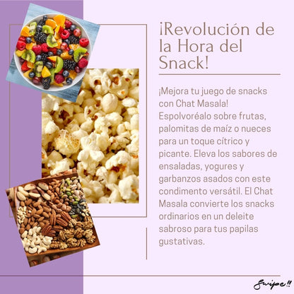 ¡Revolución de la Hora del Snack!  Meta Description: "Transform your snack time with Chunky Chat Masala! Sprinkle over fruits, popcorn, or nuts for a tangy, spicy treat. desigourmet.es"