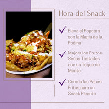 Load image into Gallery viewer, Image 5: Hora del Snack Meta Description: &quot;Snack time elevated with Podina. Boost popcorn magic, enhance roasted nuts with mint, and crown fries for a spicy snack.&quot;