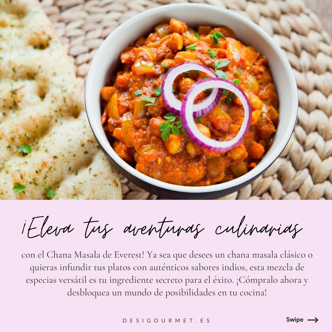 ¡Eleva tus aventuras culinarias! "Unlock culinary adventures with Everest Chana Masala. Perfect for classic Chana Masala or adding authentic Indian flavors to any dish."