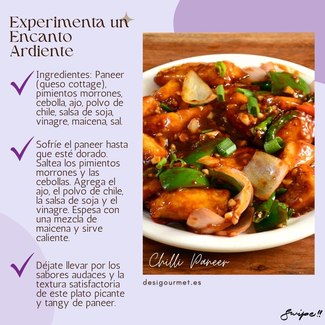 Experimenta un Encanto Ardiente  Experience the fiery charm of our Chilli Paneer. Spiced with chilli and soy sauce, this dish is a tangy and satisfying treat. #Paneer #Spicy #Delicious