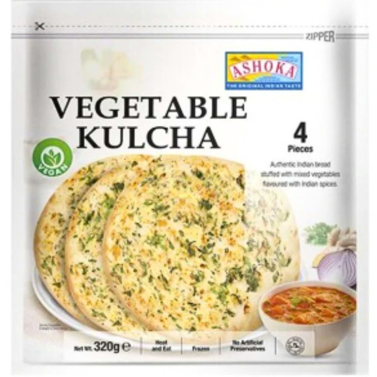 Pan de Mezclar Verduras | Vegetable Kulcha (Frozen) 320g/4pcs. Ashoka