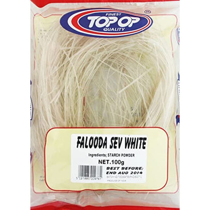 Fideos para postre tradicional con Helado | Starch strands for Ice cream dessert | White Falooda sev 100g