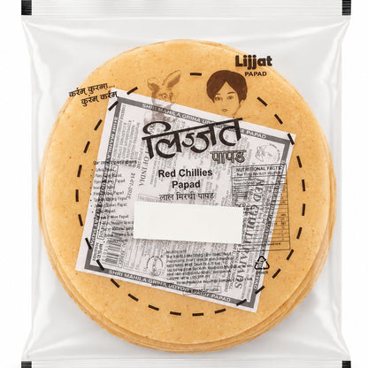 Papadum de Chili Rojo | Papad Red Chilli 200g Lijjat