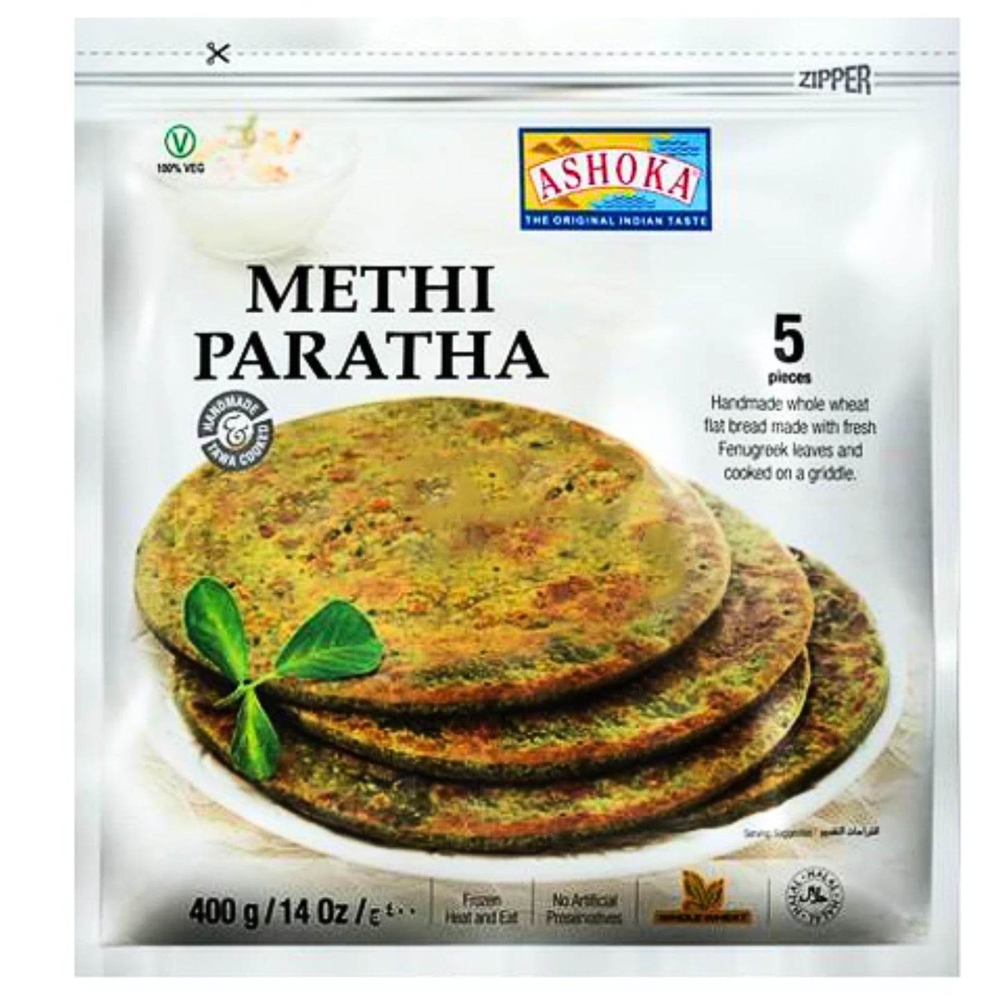 Pan relleno de hojas de Fenogreco y Especias | Methi Paratha 400g/5pcs. Ashoka