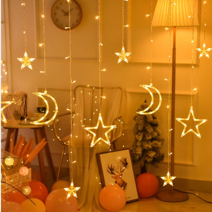 Luces de cadena LED para decoración | LED String Lights, Moon & Star string Lights ,3.5m/11.5ft 138 LED for any Festival (Warm White)