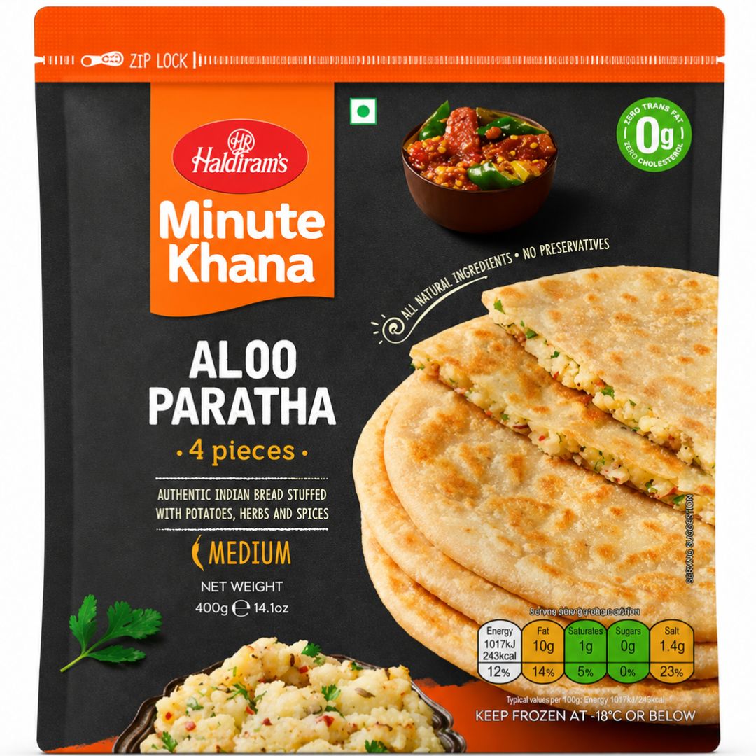 Braised Potato and Spiced Bread | Aloo Paratha (Frozen) 400g/4 pcs. Haldiram's
