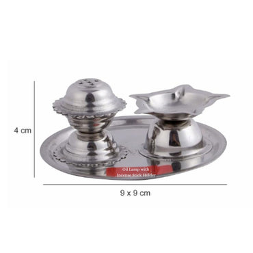 Oil Lamp with Incense Stick Holder | Diya with Agarbatti Stand | Oil Lamp with Incense Stick Holder