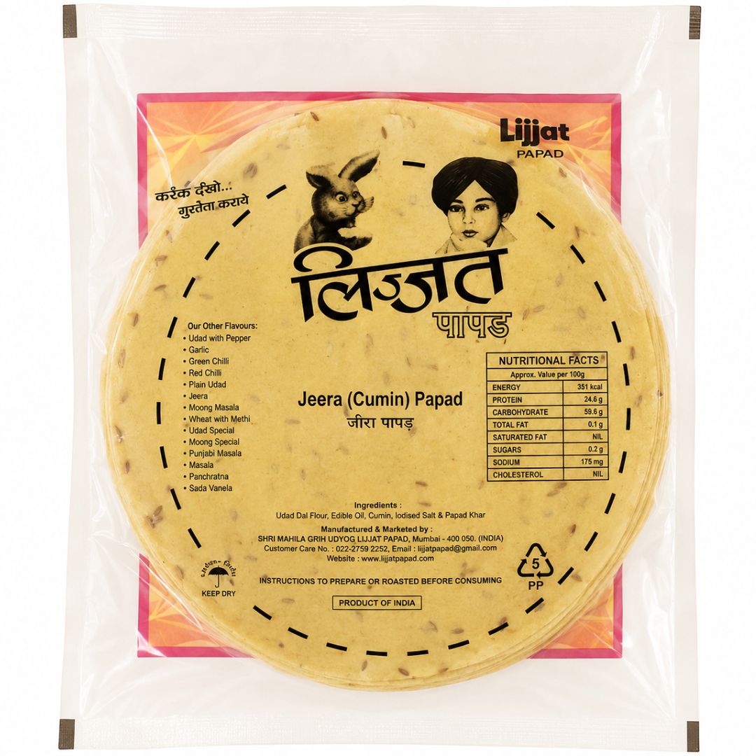 Papadum de Comino | Cumin Papad 200g Lijjat