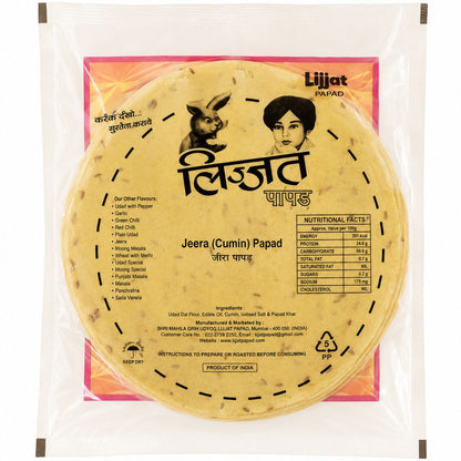 Papadum de Comino | Cumin Papad 200g Lijjat
