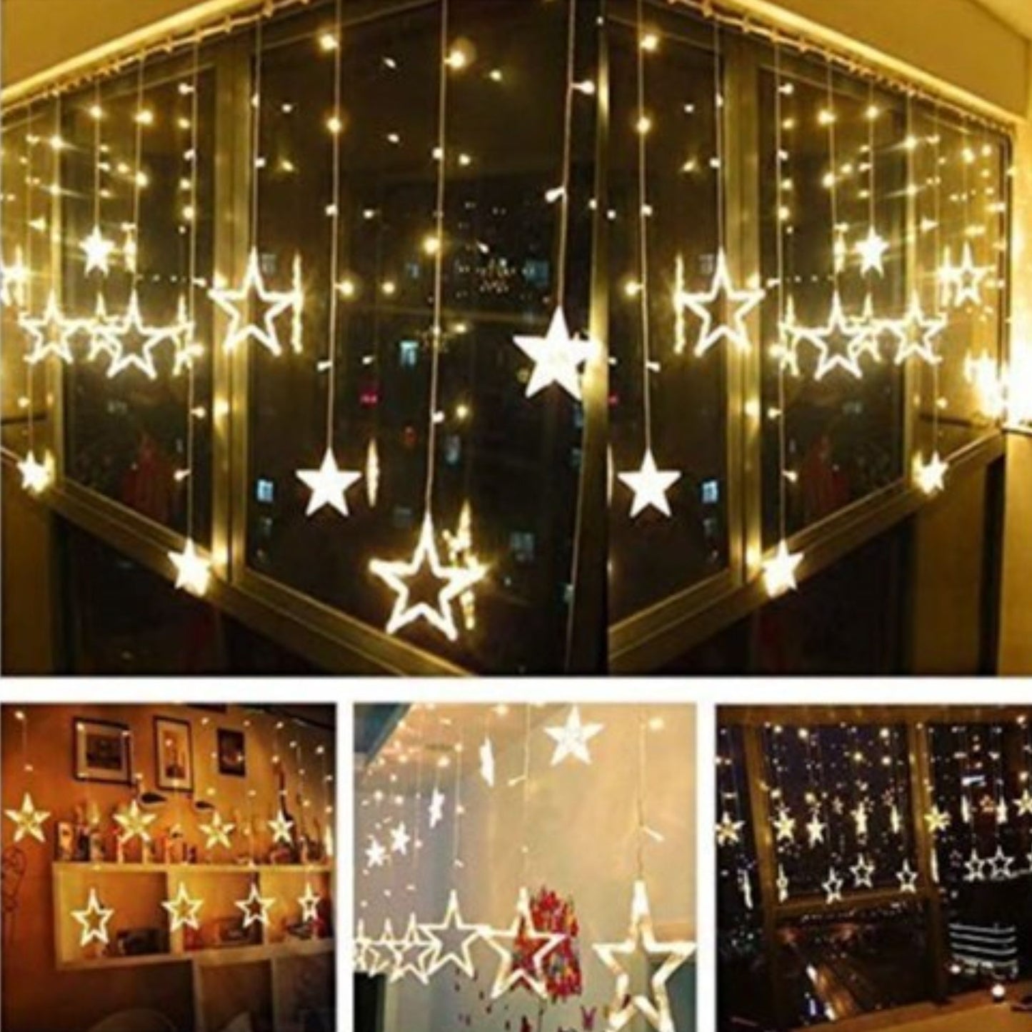 Luces de cadena LED para decoración | LED String Lights, Stars string Lights ,3.5m/11.5ft 138 LED for any Festival (Warm White)