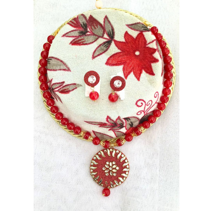 Joyas artificiales de diseñador | Artificial Indian Designer (Red)Jewellery Set
