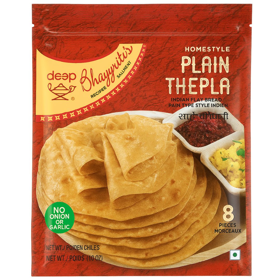 Pan Indio Thepla Tradicional | Plain Thepla Homestyle Bhagwati's 256g/8pcs. Deep