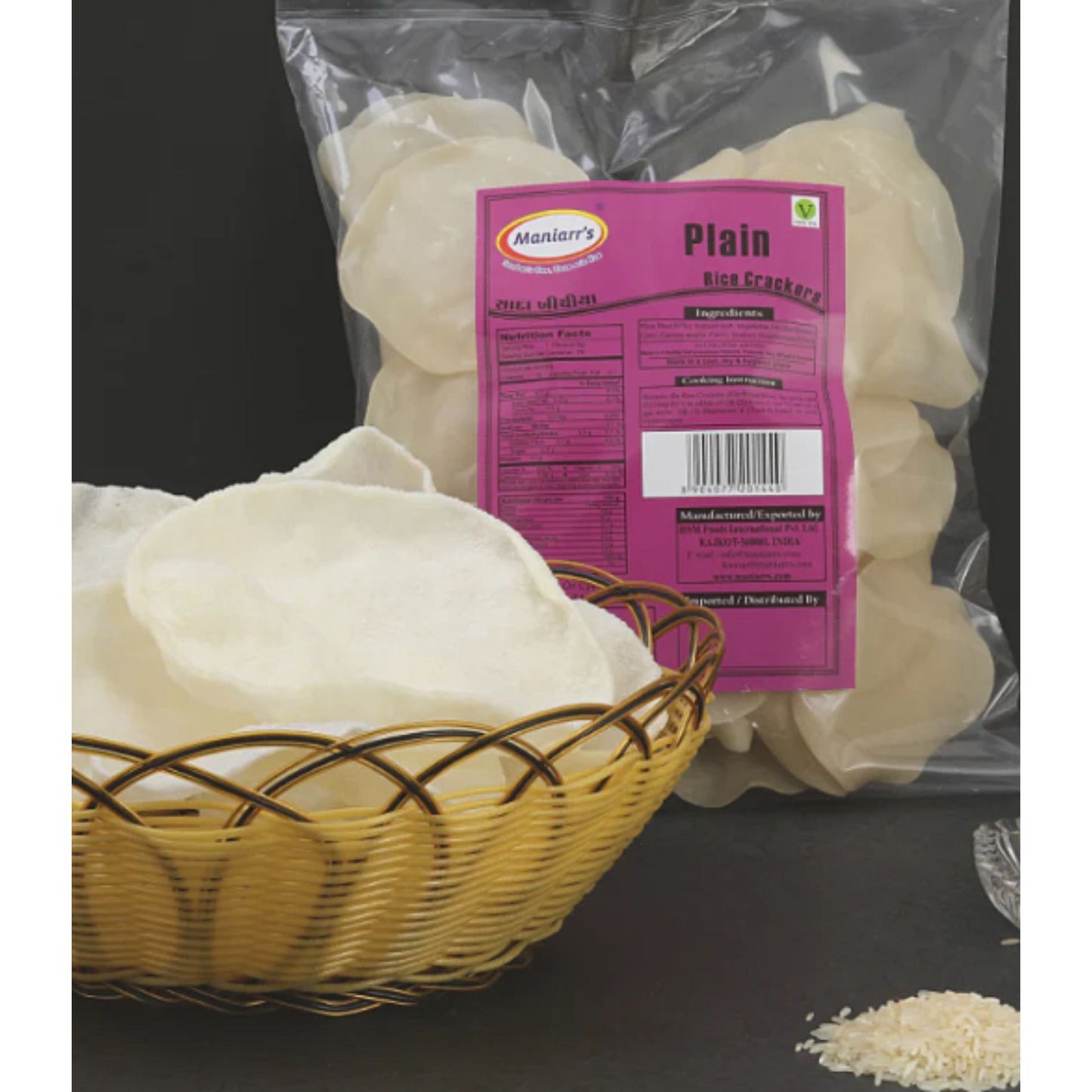 Rice papadum | Plain Rice Crispy (Khichiya) Papad 200g Maniarr's