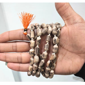 Guirnalda de madera de albahaca natural | Natural Basil Wood Garland | Tulsi Kanthi Mala with Large Beads (L)