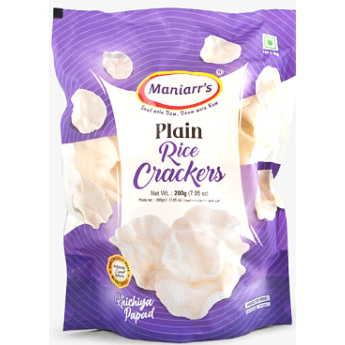 Rice papadum | Plain Rice Crispy (Khichiya) Papad 200g Maniarr's