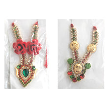 Load image into Gallery viewer, Collar | Golden stone studded multicolour decorated Mala for small Idol Murti (appr. 8cm)