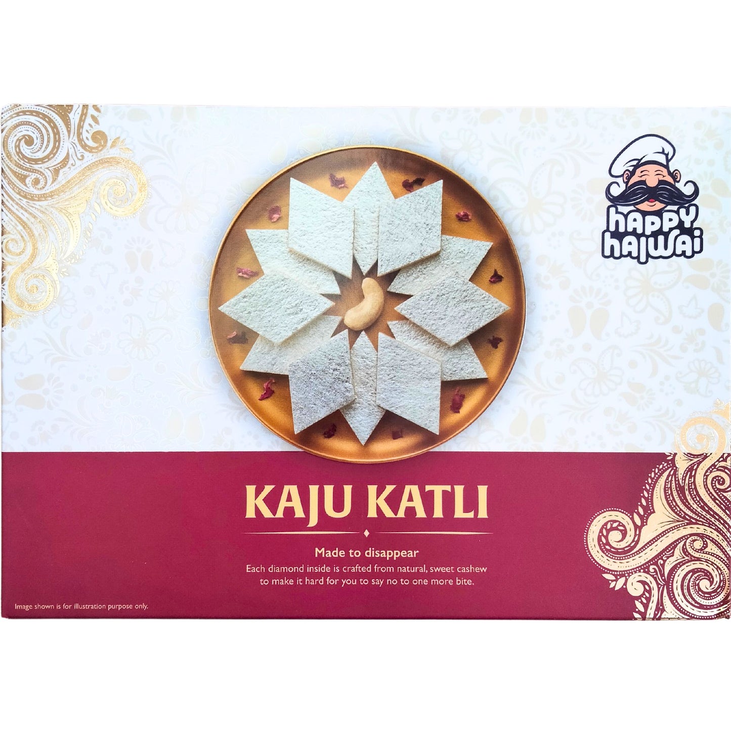 Cashew Sweet | Kaju Katli | Kaju Burfi 300g Happy Halwai