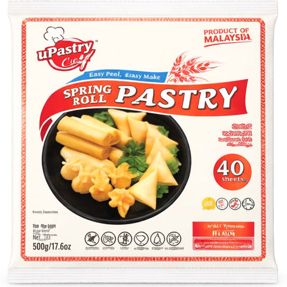 Hojas de Rollitos o Samosas (Congelado) |  Spring Roll or Samosa Pastry Sheets (40sheets - 550g) Upastry (Frozen)