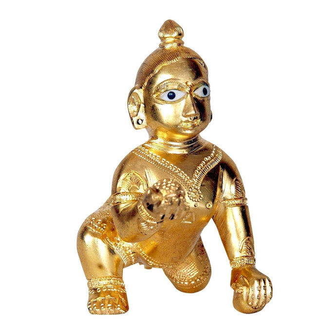 Estatua de bronce de Laddu Gopal (Krishna) | Laddu Gopal (Krishna) Brass Statue/Pital Murti (Size 4 - 290g)