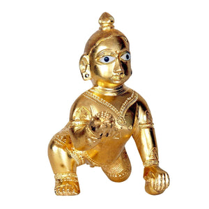 Estatua de bronce de Laddu Gopal (Krishna) | Laddu Gopal (Krishna) Brass Statue/Pital Murti (Size 3 - 230g)
