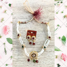 Cargar imagen en el visor de la galería, Joyas artificiales de diseñador | Artificial Indian Designer Multicolour Pearl Jewellery Set