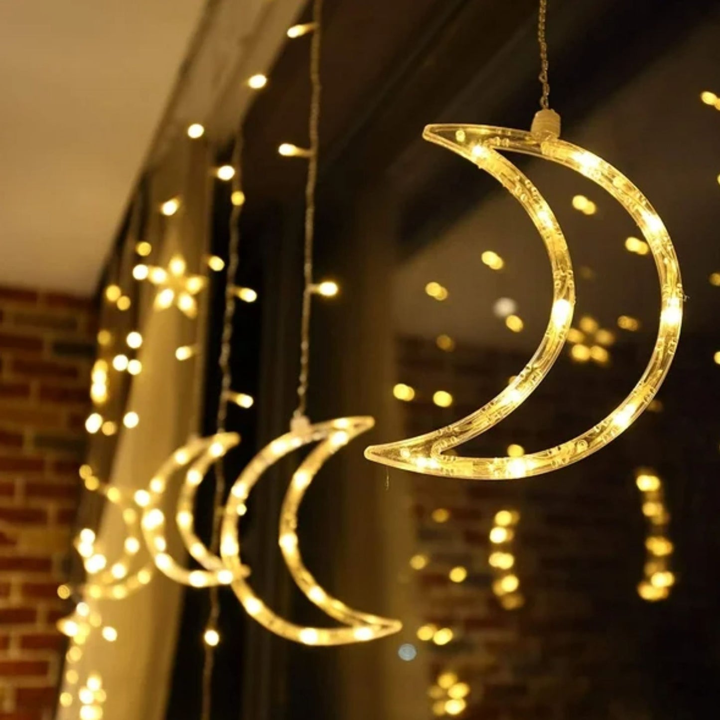 Luces de cadena LED para decoración | LED String Lights, Moon & Star string Lights ,3.5m/11.5ft 138 LED for any Festival (Warm White)