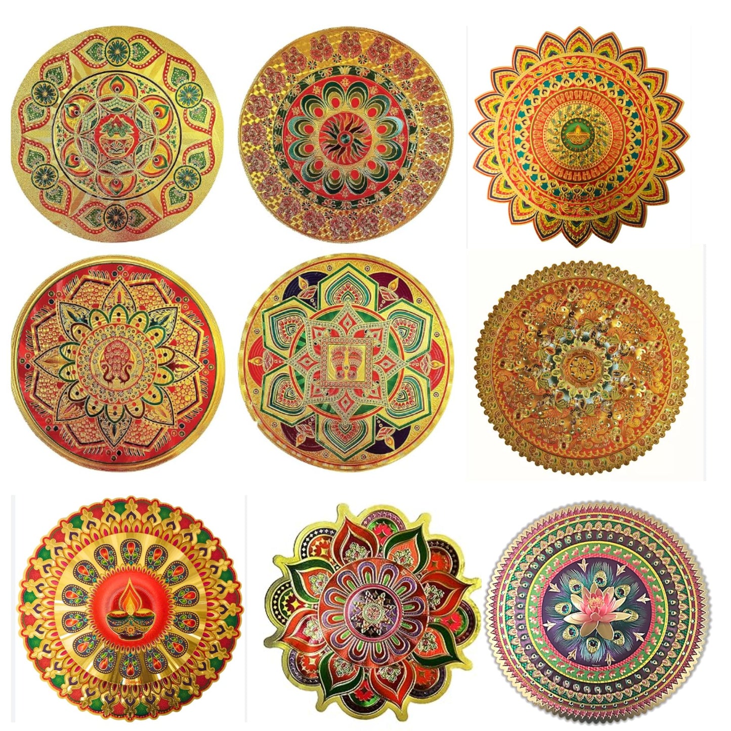 Pegatinas de piso con patrón Rangoli | Rangoli Pattern Floor Stickers in Golden (Floor Covering Area)