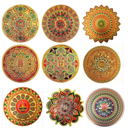 Pegatinas de piso con patrón Rangoli | Rangoli Pattern Floor Stickers in Golden (Floor Covering Area)