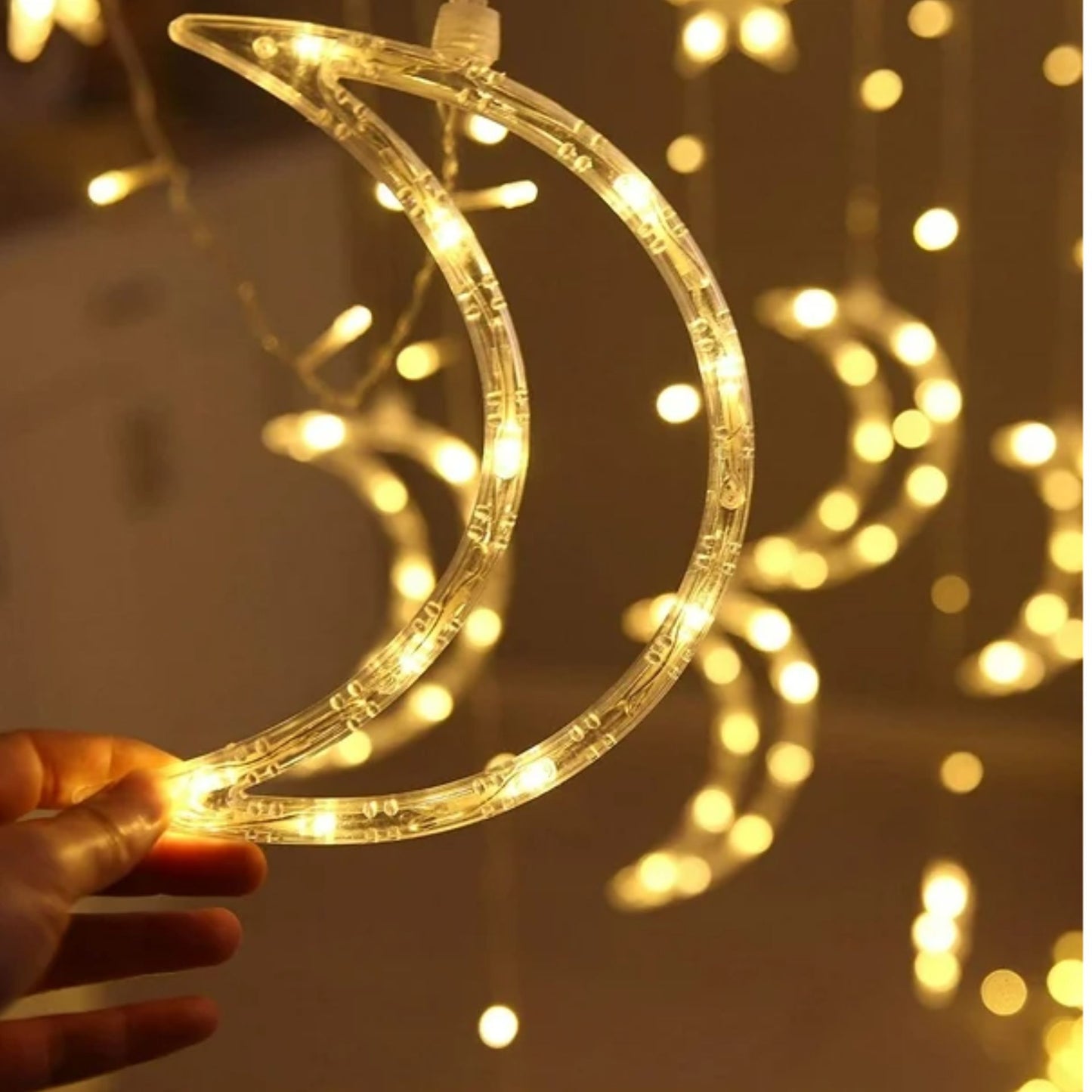 Luces de cadena LED para decoración | LED String Lights, Moon & Star string Lights ,3.5m/11.5ft 138 LED for any Festival (Warm White)