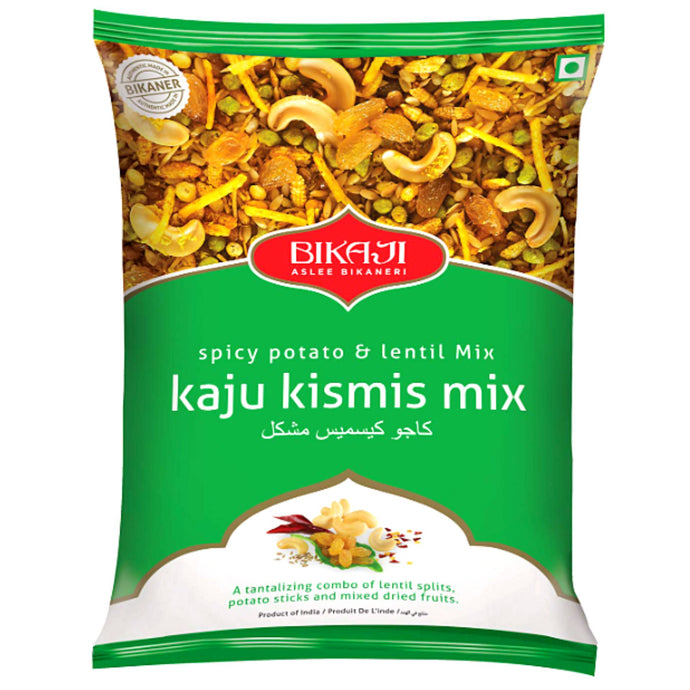 Aperitivos Mezcla picante de patatas y lentejas | Kaju Kismis Mixture 200g Bikaji
