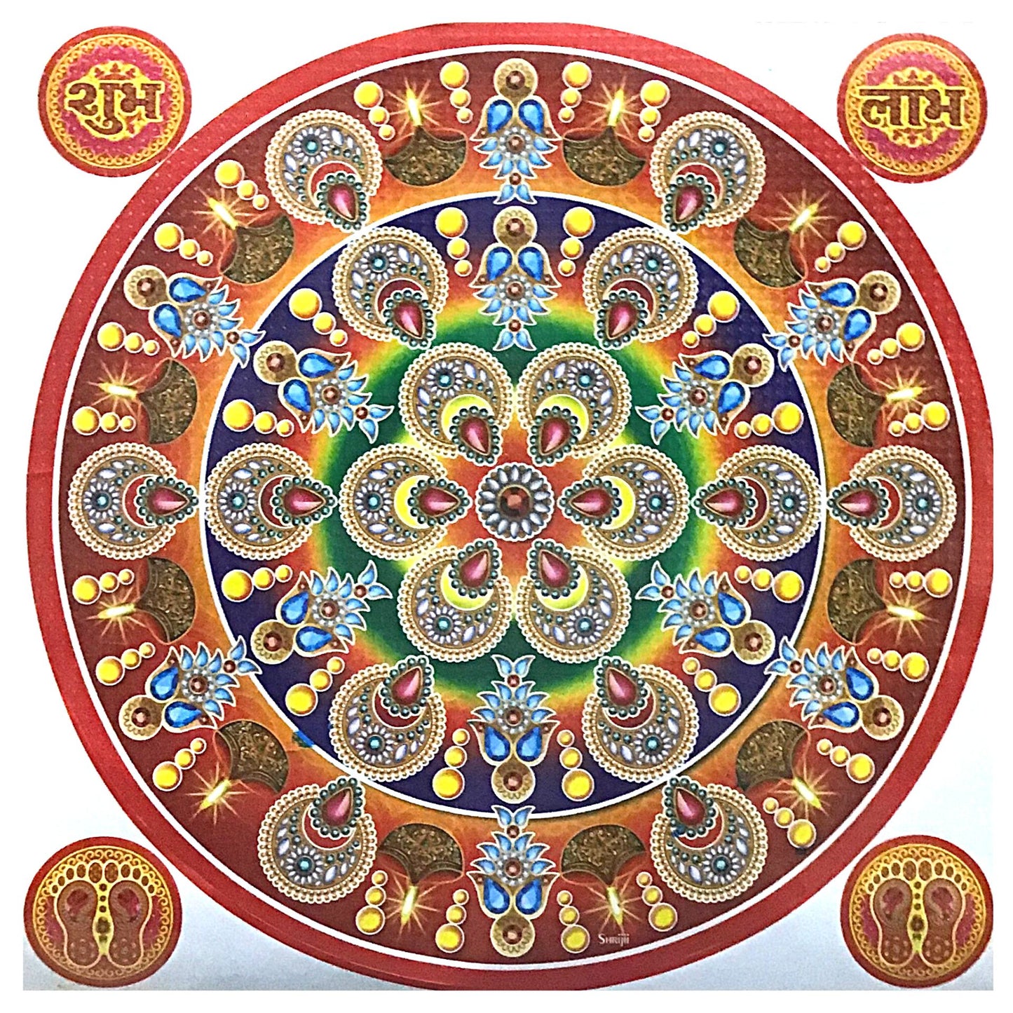 रंगोली पैटर्न फर्श स्टिकर | रंगोली पैटर्न फर्श स्टिकर (फर्श कवरिंग क्षेत्र) 