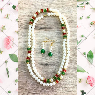 Joyas artificiales Collar largo multicolor de perlas | Artificial Pearl Long Multicolour Necklace Set
