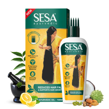 Aceite capilar ayurvédico | Ayurvedic Hair Oil 100ml with 18 Herbs & 6 Essential Oil, SESA