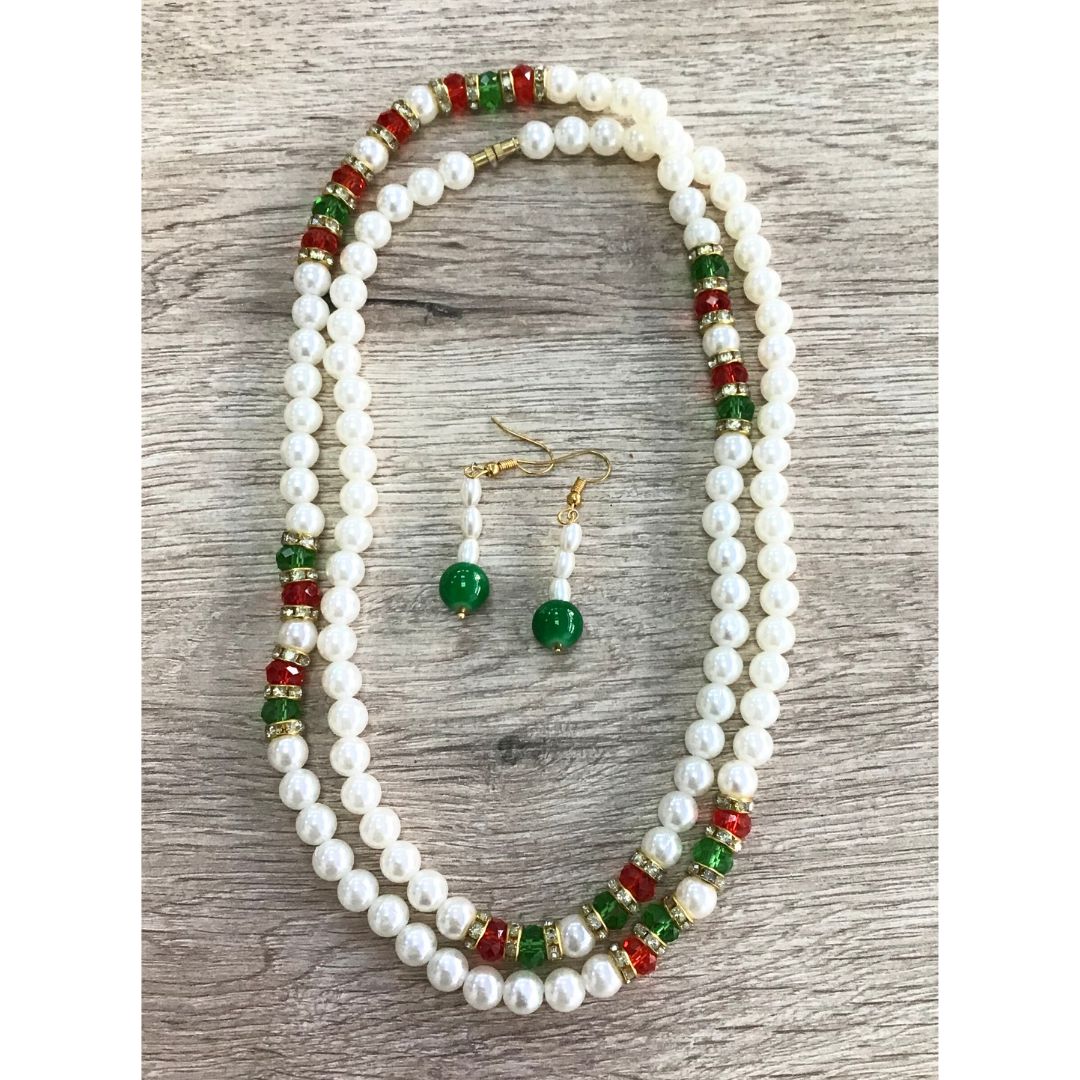 Artificial Pearl Long Multicolor Necklace | Artificial Pearl Long Multicolor Necklace Set