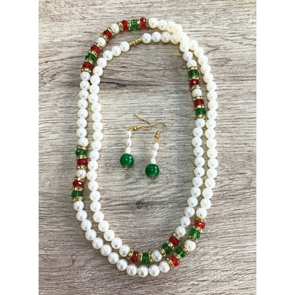 Artificial Pearl Long Multicolor Necklace | Artificial Pearl Long Multicolor Necklace Set