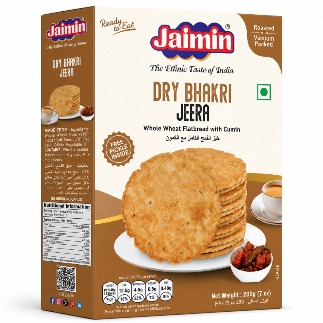 Aperitivos Comino Bhakri (Khakhra) | Dry Jeera Bhakri (Khakhra) 200g Jaimin