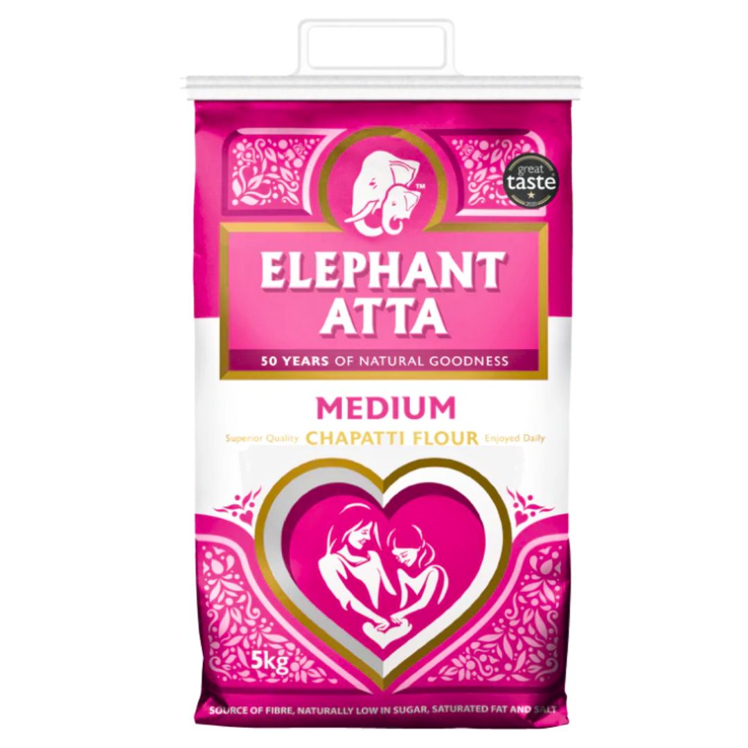 Harina de Trigo para Chapati | Wheat Flour for Chapati (Medium) 5kg Elephant Atta