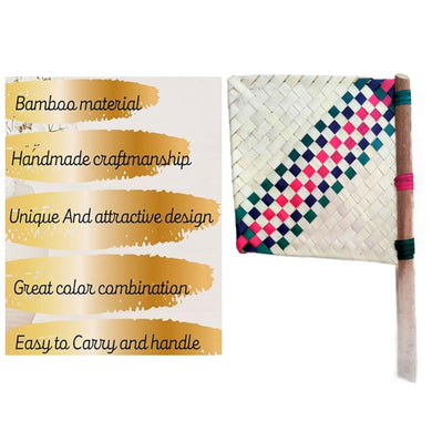 Abanico hecho a mano artesanal tejido de madera de bambú | Bamboo Wood woven Handicraft Handmade Hand Fan Pankha