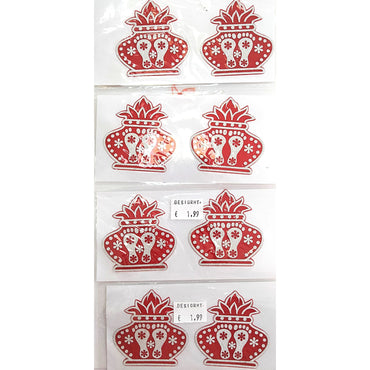 Sticker for decoration | Kalash with Swastik or Kalash Sticker Red handcrafted for Home Decoration